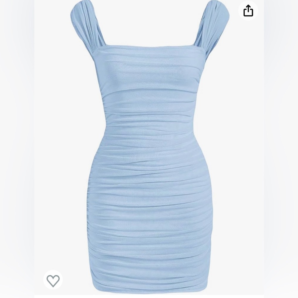 Women's Elegant Sleeveless Square Neck Ruched Bodycon Short Dress